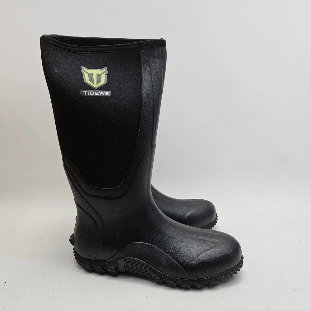TideWe Mens Rubber Hunting Boots Black Waterproof Steel Shank Size 10 NEW